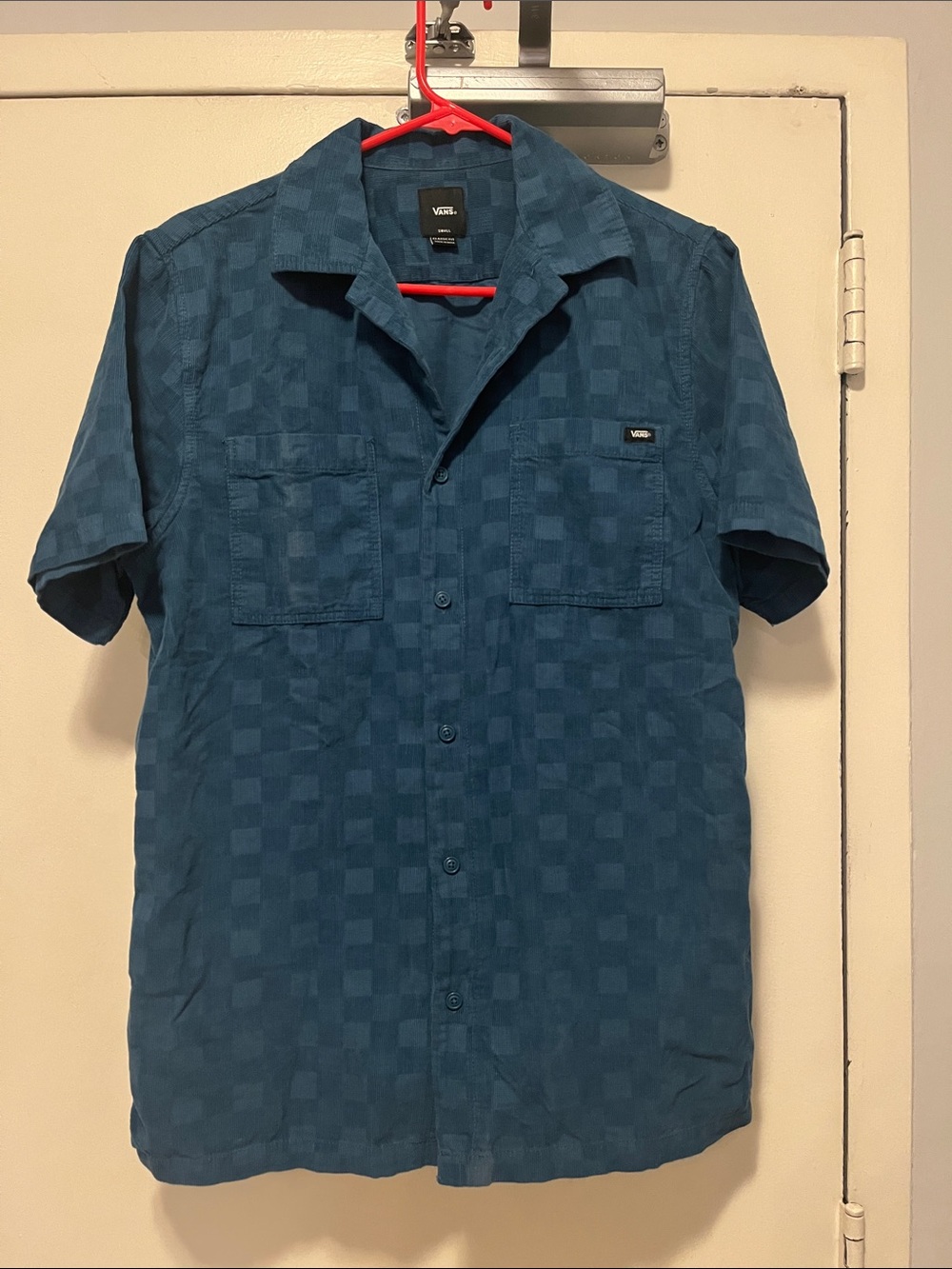 Vans Men’s Teal Short-Sleeve Check Button-Down Shirt